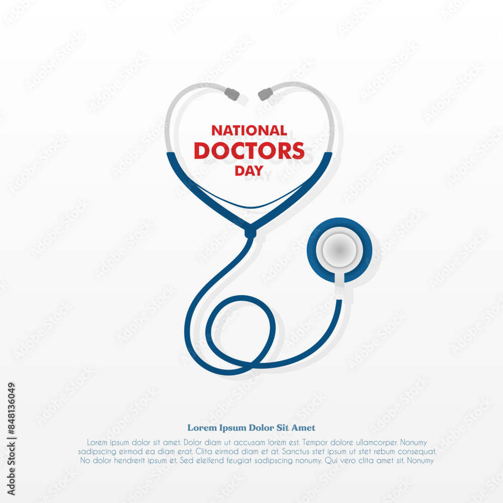 Doctors day greeting card design with stethoscope, flat design Doctors day greeting card design with stethoscope, flat design