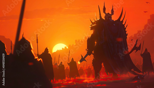 As dawn breaks on the battlefield, the advancing dark knights confront a legendary guardian, testing their mettle and determination in a final showdown.