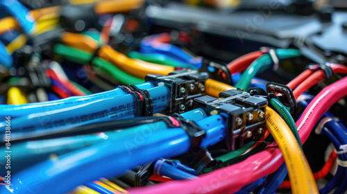 Close-Up of Vibrant Wire Harnesses and Connectors