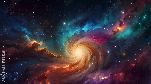 Background Illustration a galaxy made of colorful swirl 