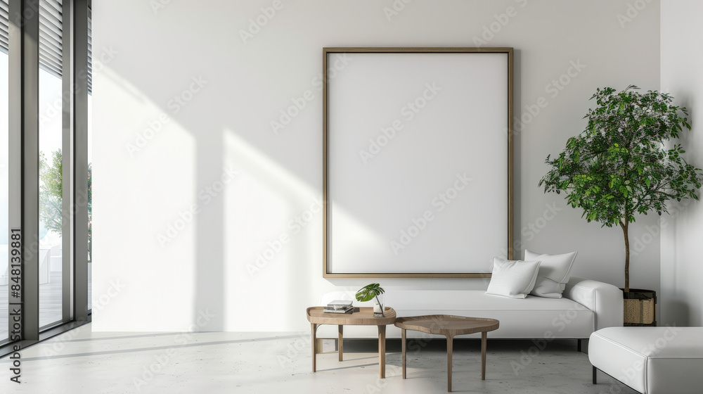 modern home, clean minimalist interior with empty frames on the wall, mockup modern home, clean minimalist interior with empty frames on the wall, mockup