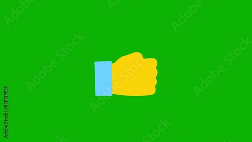 Hand Gesture Like Animation on Green Screen: Social Media Approval Concept photo