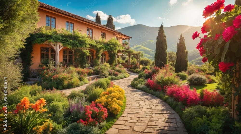Naklejka premium Beautiful garden vintage summer
