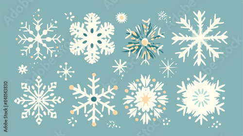Super simple snowflakes hand drawn doodle style vec photo