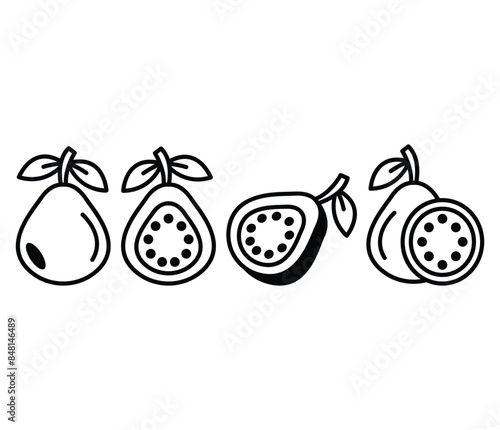 guava fruit icons vector design black white color simple line symbol illustration collection sets