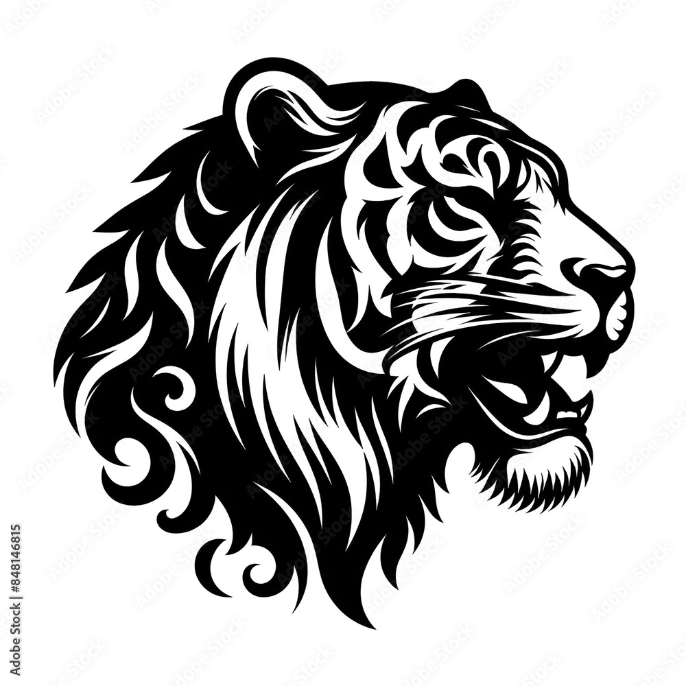 Fototapeta premium Tiger Head Silhouette Vector Style