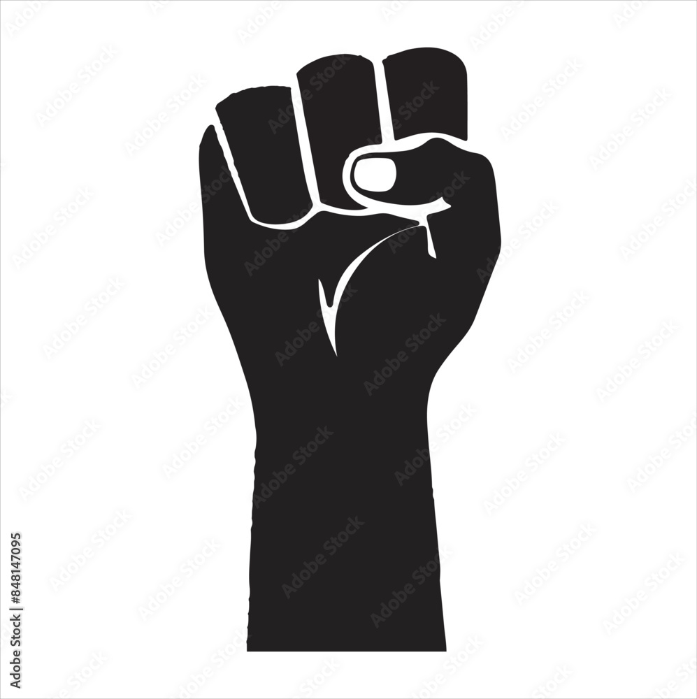 hand rising to the top silhouette vector art image.