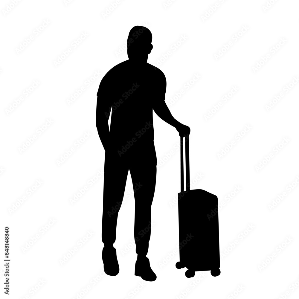 silhouette of a man with a suitcase on a white background vector silhouette of a man with a suitcase on a white background vector