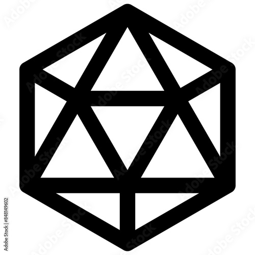Polyhedral dice. Editable stroke vector icon.