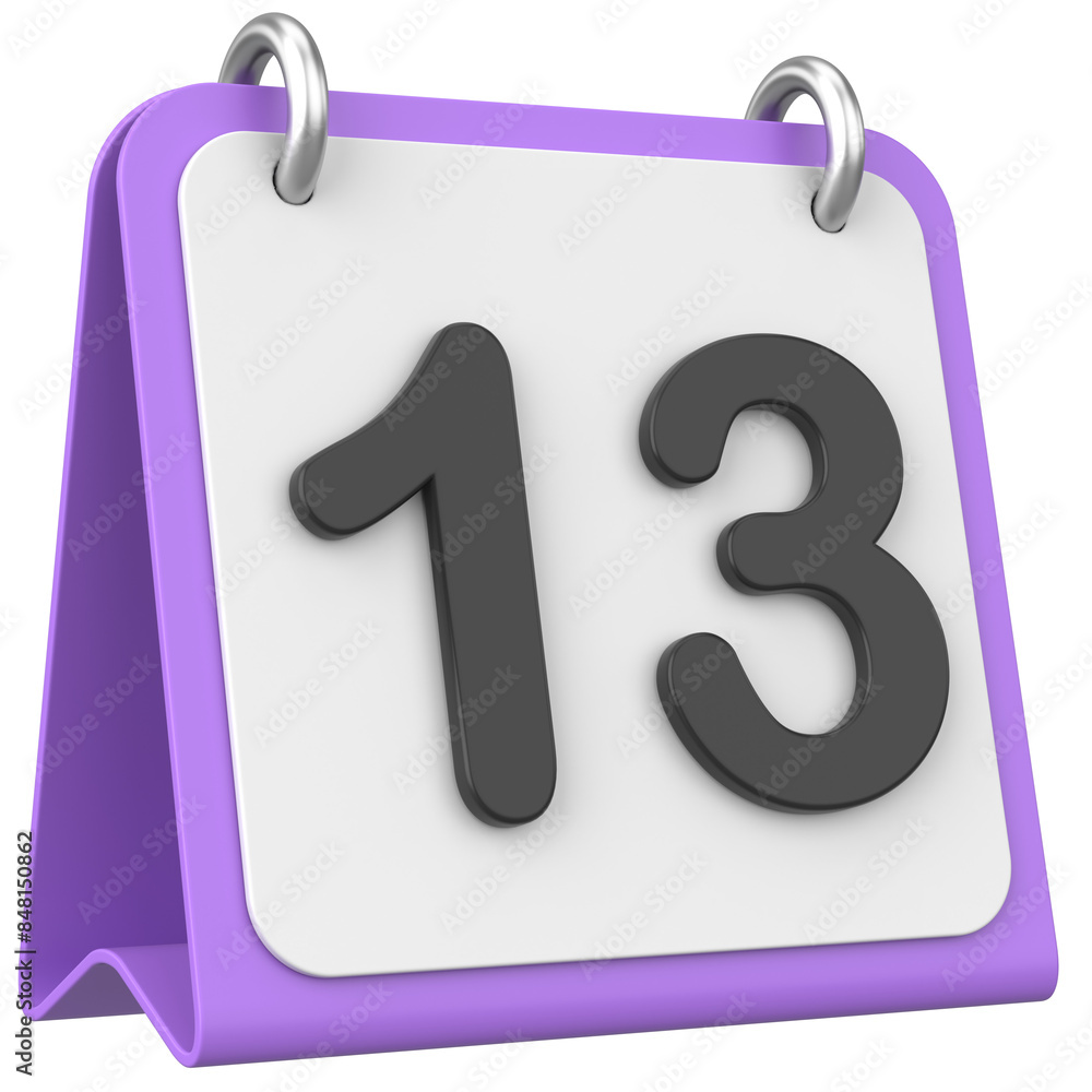 3D calendar. Day 13. Thirteenth day of the month. 3D illustration. 3D calendar. Day 13. Thirteenth day of the month. 3D illustration.
