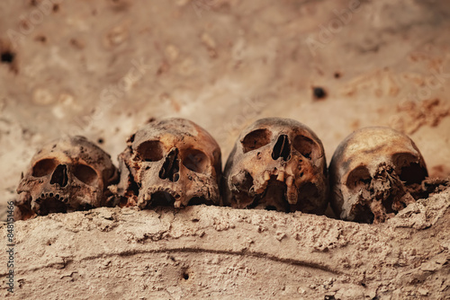Fotografija Ancient skull uncovered in catacomb depths