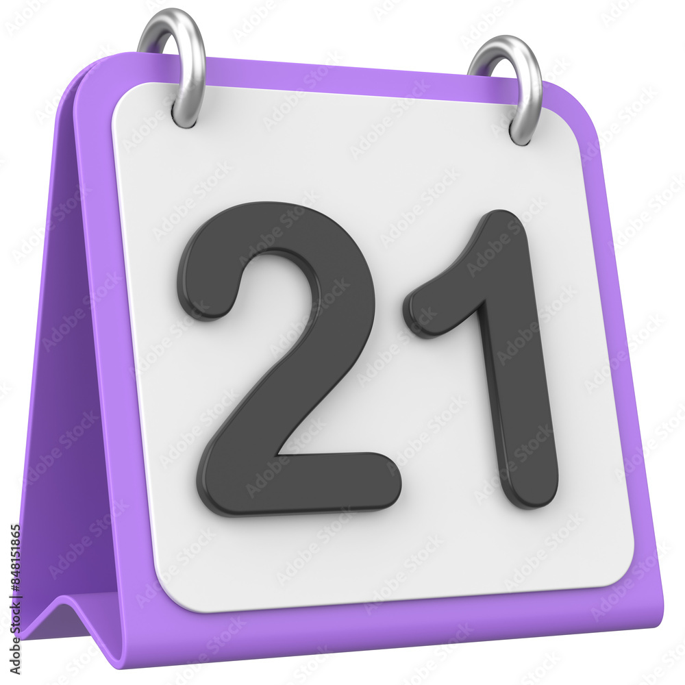 3D calendar. Day 21. Twenty-first day of the month. 3D illustration. 3D calendar. Day 21. Twenty-first day of the month. 3D illustration.