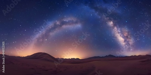 Milky Way arching over desert with Earths zodiacal light in predawn sky. Concept Astrophotography  Astronomy  Night Sky  Desert Landscapes  Zodiacal Light