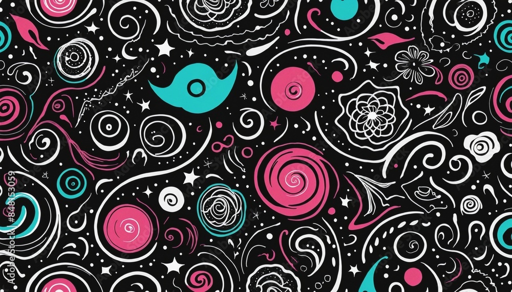 Obraz premium Abstract hand drawn shapes doodle pattern