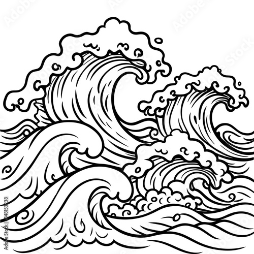 dynamic scene of ocean waves crashing