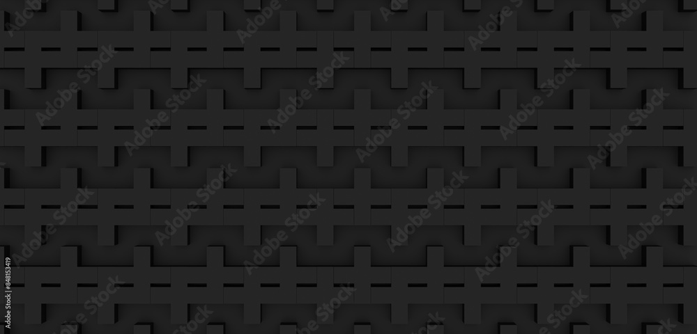 Background geometric black plus sign merge mathematics square 3D illustration Background geometric black plus sign merge mathematics square 3D illustration