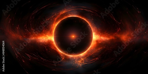 Abstract digital art of 2024 solar eclipse with black background brush strokes. Concept Abstract Art, Digital Painting, Solar Eclipse, Brush Strokes, Black Background