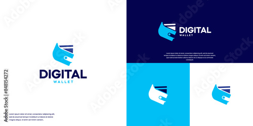 Credit card and wallet logo, with modern clean style, digital tech, payment, logo design concept.