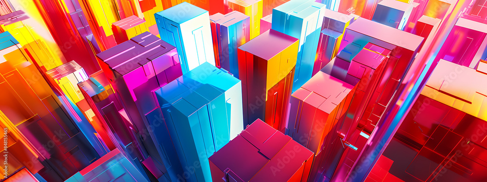 Colorful Urban Landscape: Geometric Vibrancy Colorful Urban Landscape: Geometric Vibrancy