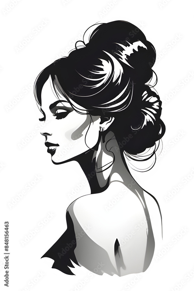 a black and white silhouette of a woman's face with long hair
a black and white silhouette of a woman's face with long hair