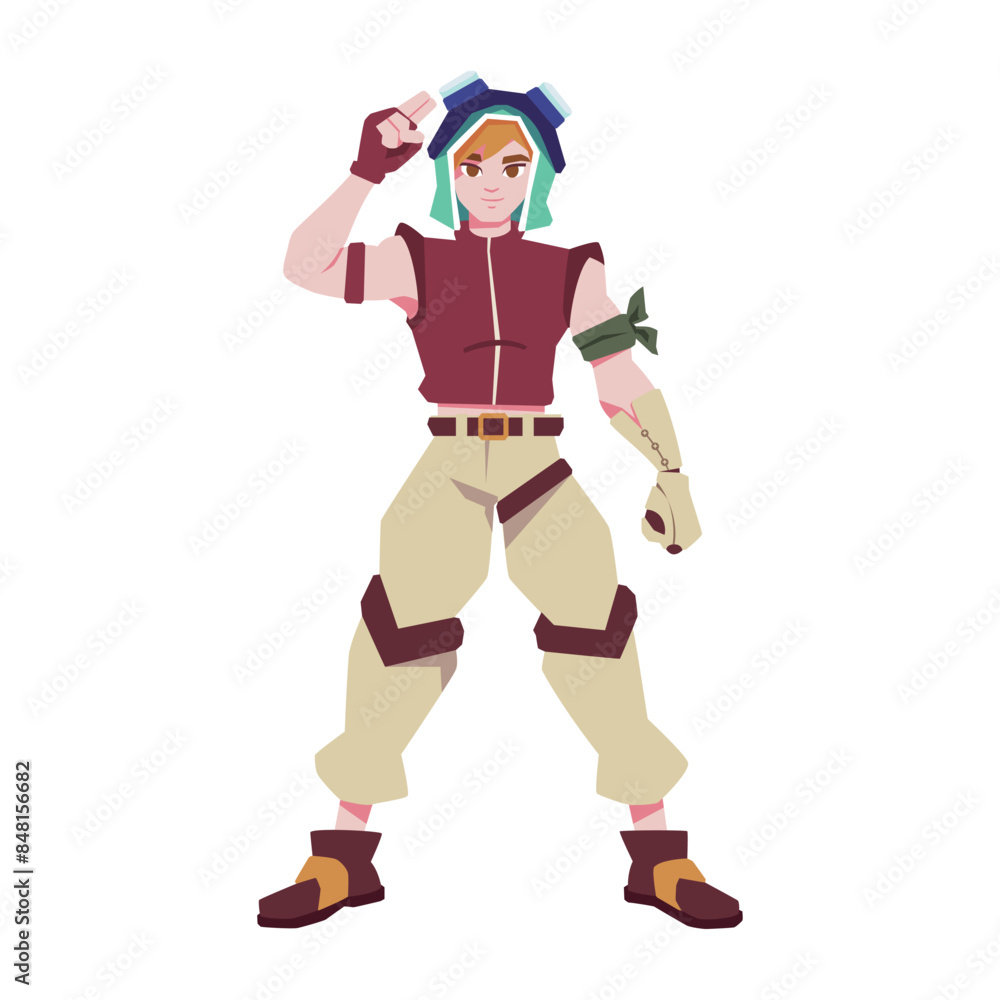 Vector Man Character Weapon Cartoon Cyberpunk Illustration Isolated Vector Man Character Weapon Cartoon Cyberpunk Illustration Isolated