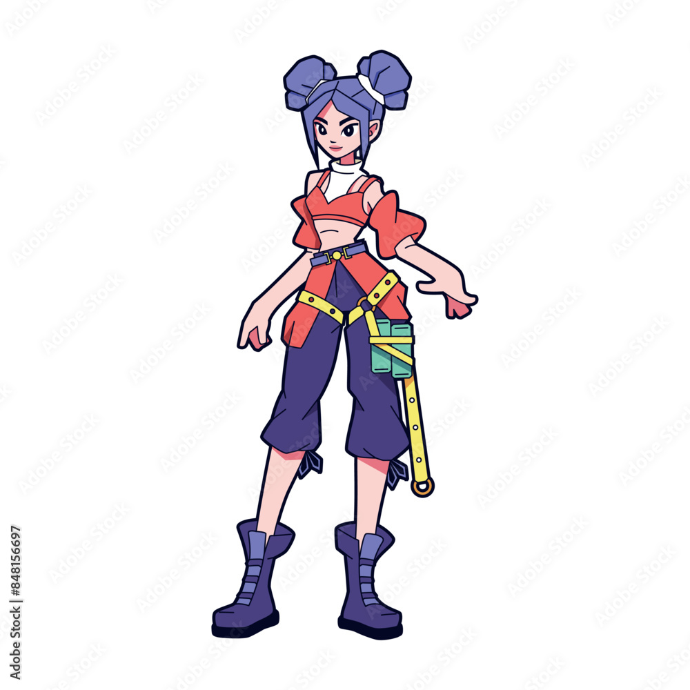 Vector Girl Character Weapon Cartoon Cyberpunk Illustration Isolated Vector Girl Character Weapon Cartoon Cyberpunk Illustration Isolated