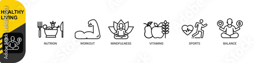 Healthy lifestyle banner web icon vector illustration concept with icon
