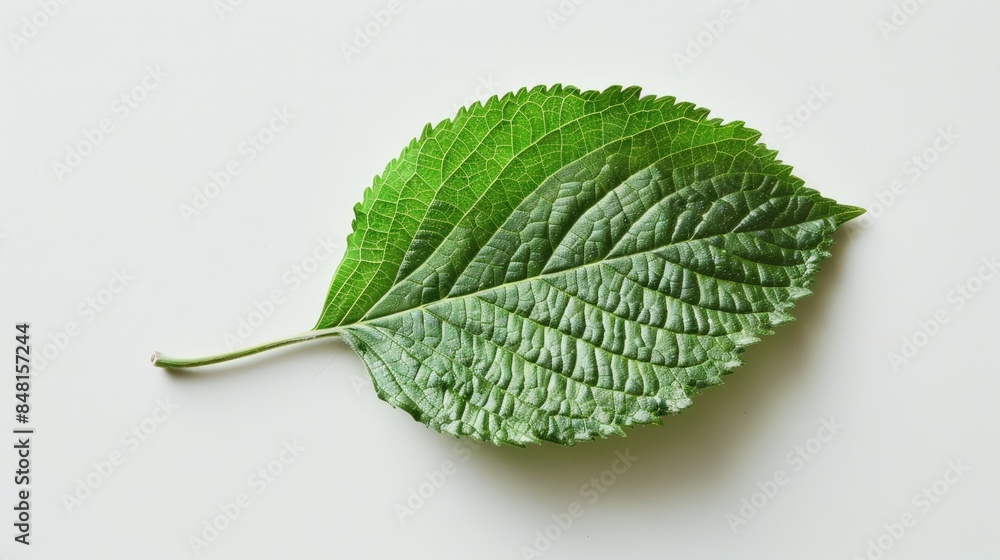 Green leaf on a light background representing the freshness of nature Green leaf on a light background representing the freshness of nature
