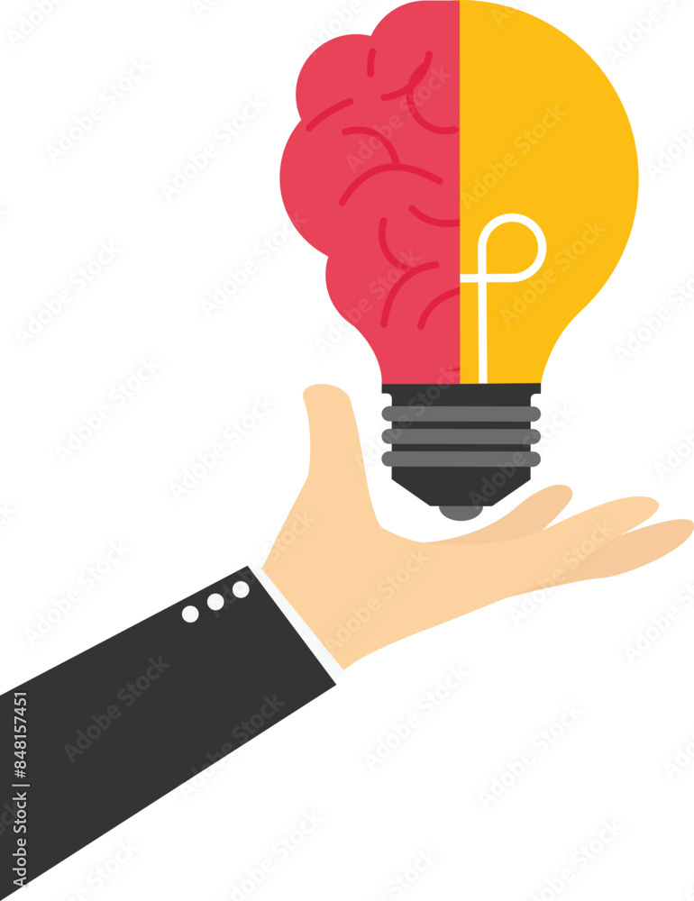 Hand holding lightbulb with half brain for creative and smart thinking idea concept
Hand holding lightbulb with half brain for creative and smart thinking idea concept