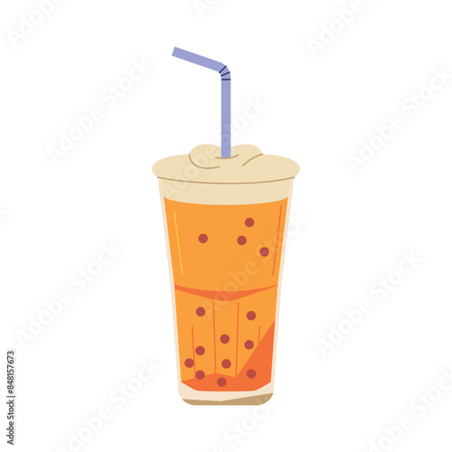 Vector thai Ice Milk Tea Cartoon Illustration Isolated
