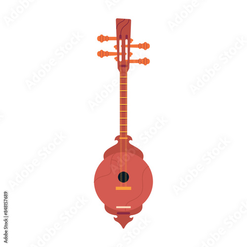 Vector Thai Instrument Musical Traditional Guitar Cartoon Illustration Isolated