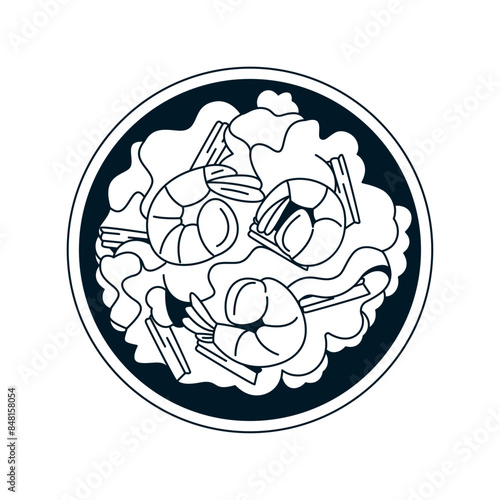 Vector Pad Thai Noddles Traditional Thai Food Cartoon Illustration Isolated