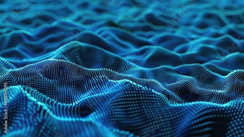 Background filled with abstract dots Scenery or land formations depicted Three dimensional visual representation