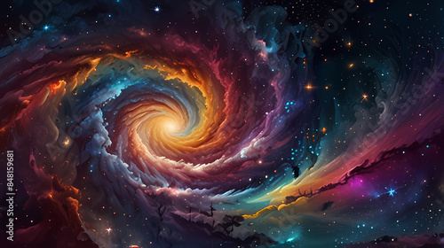 Background Illustration a galaxy made of colorful swirl 