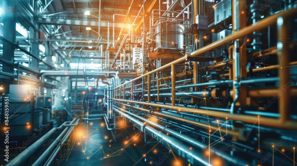 Fototapeta premium Modern Industrial Factory Utilizing Cutting-Edge Telecommunication Technologies