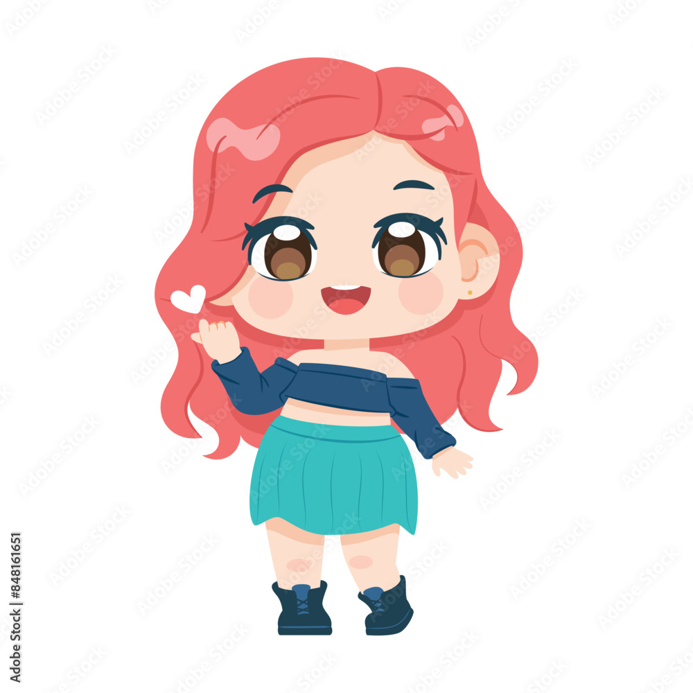 Vector Cute Character Girl Idol Kpop Cartoon Illustration Isolated Vector Cute Character Girl Idol Kpop Cartoon Illustration Isolated