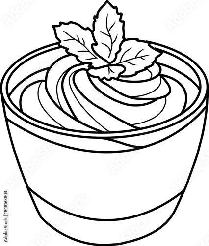 Chocolate mousse outline hand drawn.