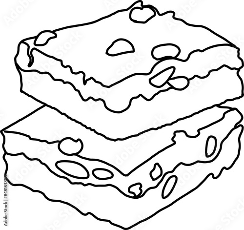 Brownies outline hand drawn.