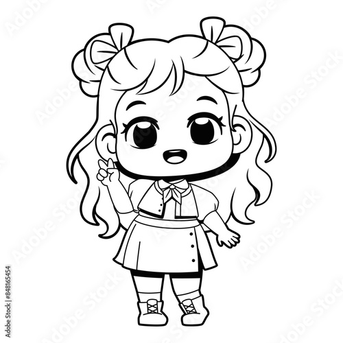 Vector Cute Kpop Girl Idol Cartoon Character Illustration Isolated