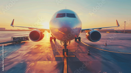 Modern Plane Boarding at Sunrise