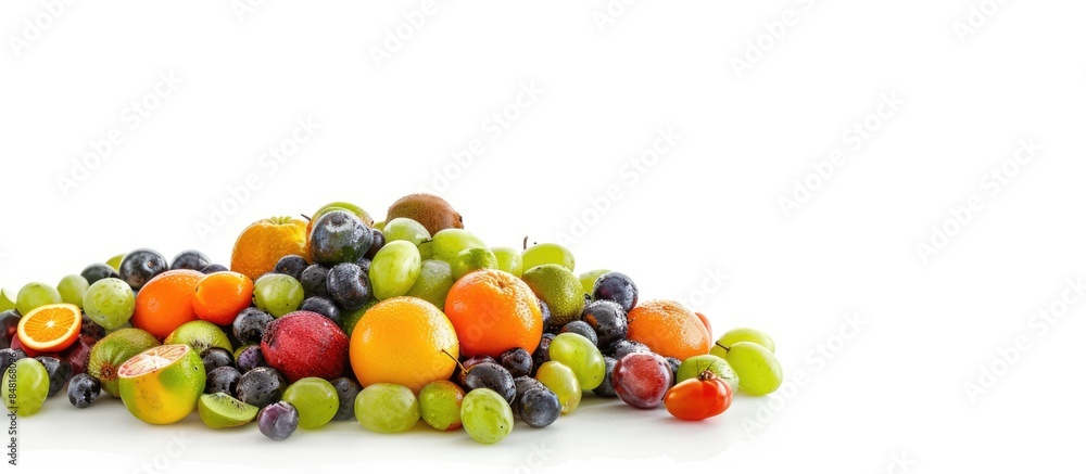 Heap of fruit isolated on white background, symbolizing healthy eating and dieting lifestyle. Heap of fruit isolated on white background, symbolizing healthy eating and dieting lifestyle.