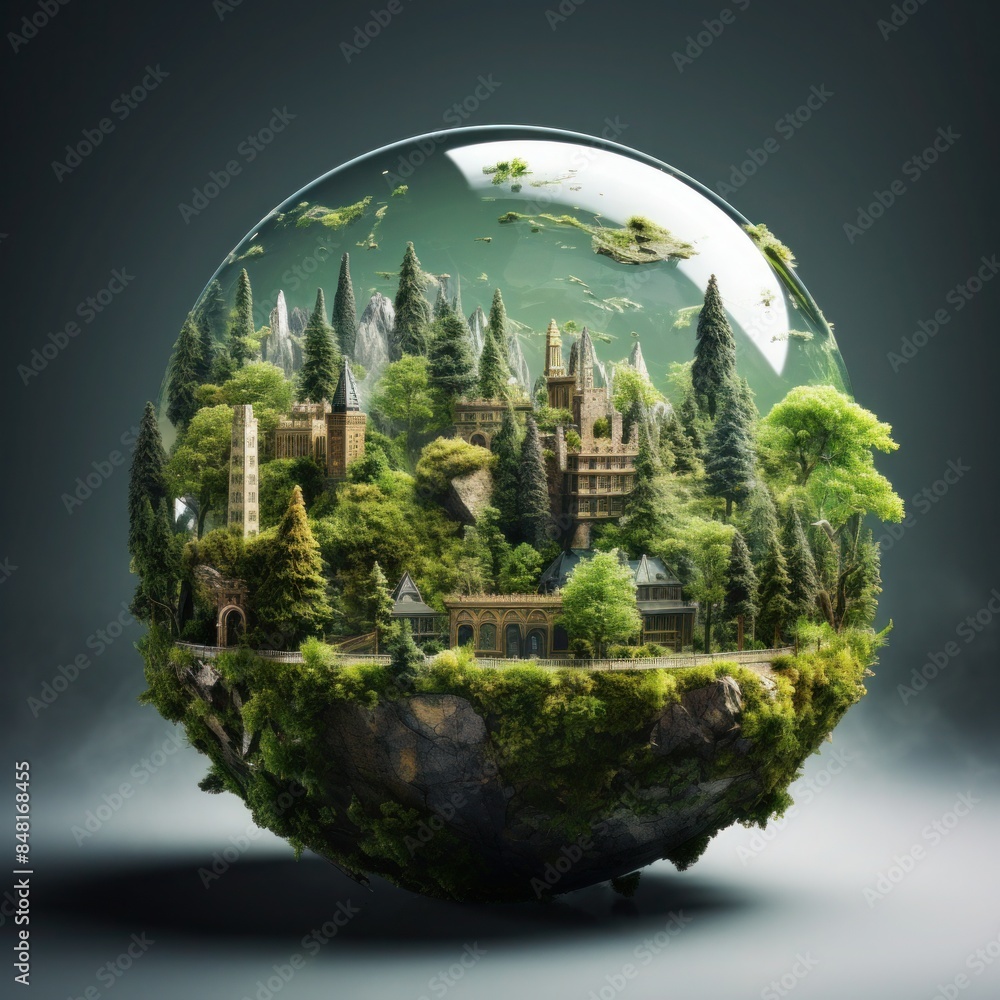 A breathtaking background of a globe manipulated with trees A breathtaking background of a globe manipulated with trees