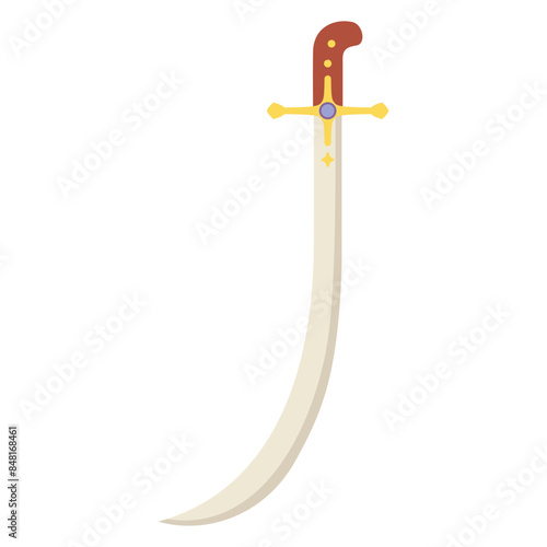 Vector Traditional Turkish Sword Cartoon Illustration Isolated