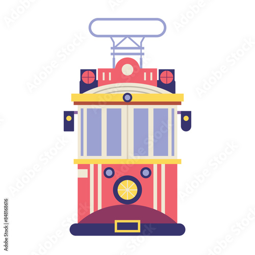 Vector Traditional Istanbul Tram Cartoon Illustration Isolated