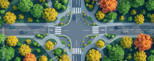 Highway junction aerial drone shot Vector flat minimalistic isolated illustration
