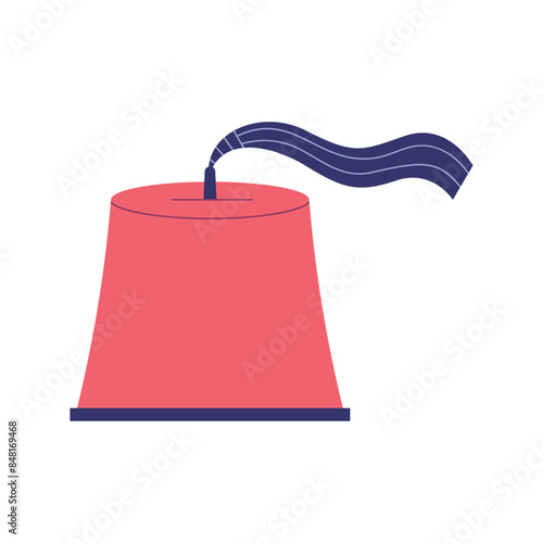 Vector Traditional Turkish Fez Hat Cartoon Illustration Isolated