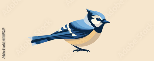 Blue jay bird logo design inspiration. Vector flat minimalistic isolated illustration