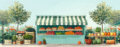 Outdoor local market stall, craft fair, farmers market empty table for product display. vector simple illustration