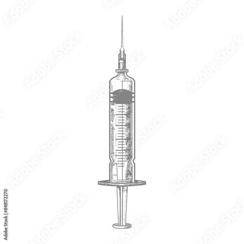 medical syringe with engraving style black color only