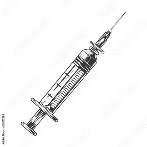 medical syringe with engraving style black color only